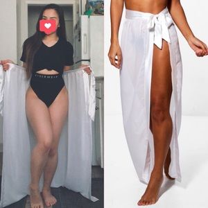 BOOHOO Satin Tie Beach Sarong